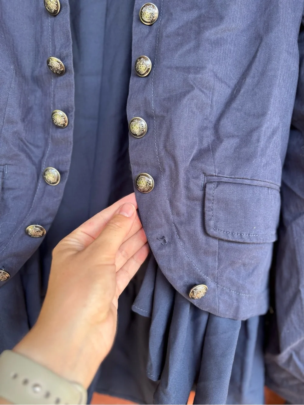Free People Ruffles Romance Jacket in Navy Military-Style